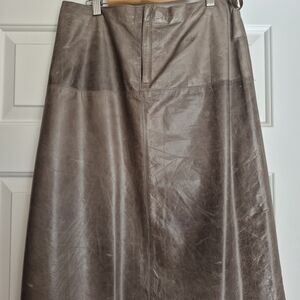 Banana Republic Brown/Khaki Leather A-Line Skirt